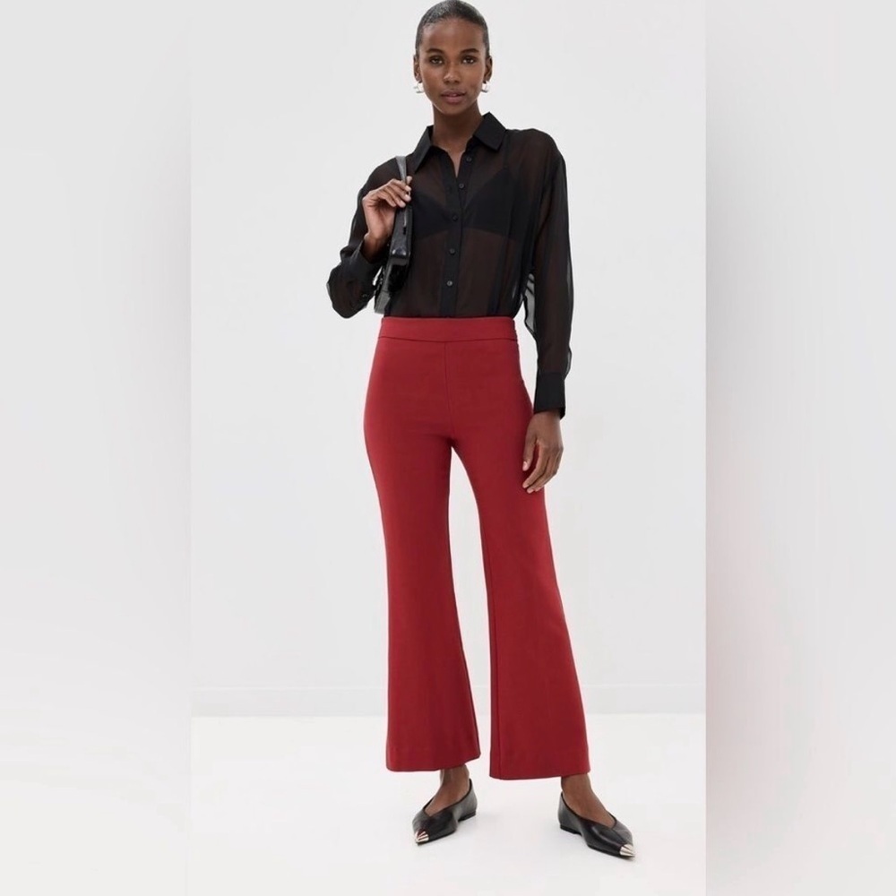 Reformation Tanya Knit Flare Ankle Pants in Red Sangre Size L